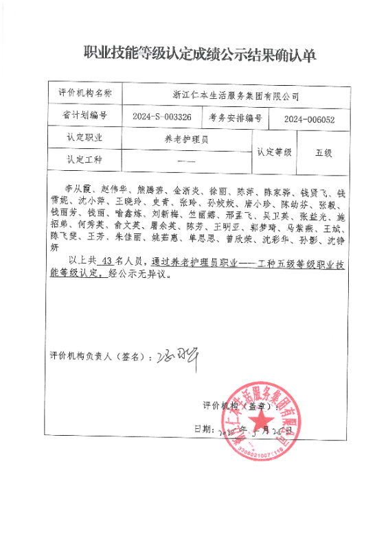 2024-S-003326职业技能等级认定成绩公示结果确认单