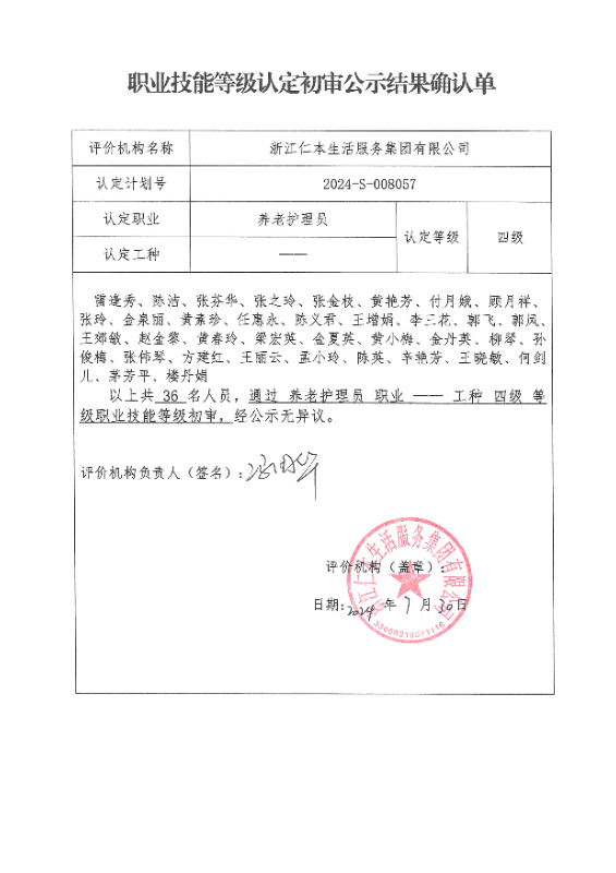 2024-S-008057职业技能等级认定初审公示结果确认单