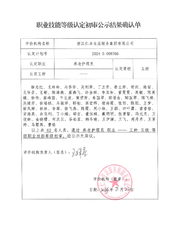 2024-S-008766职业技能等级认定初审公示结果确认单