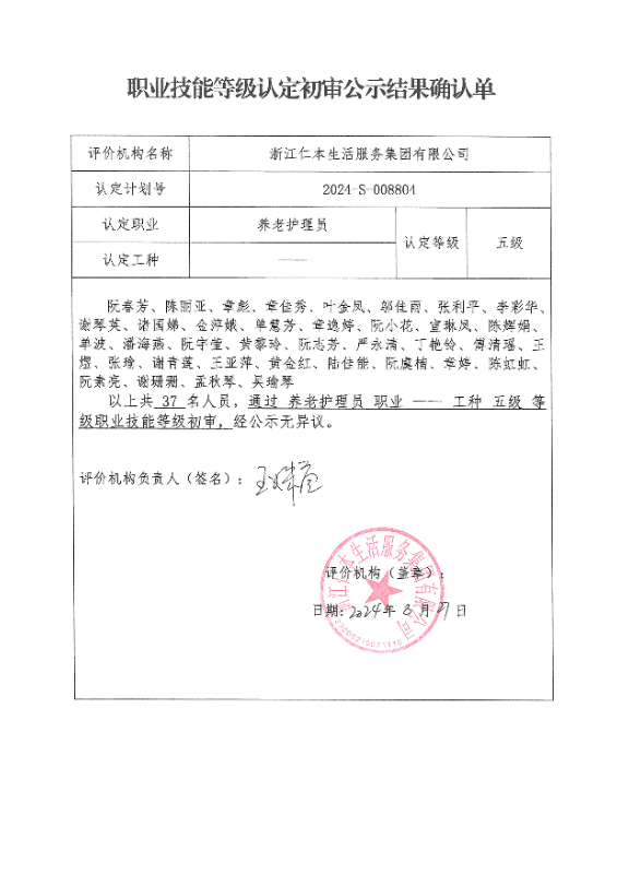 2024-S-008804职业技能等级认定初审公示结果确认单